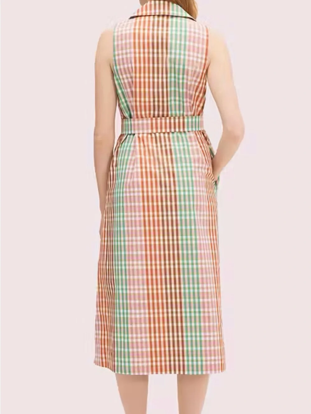 kate spade Rainbow Plaid Sleeveless Shirtdress Midi